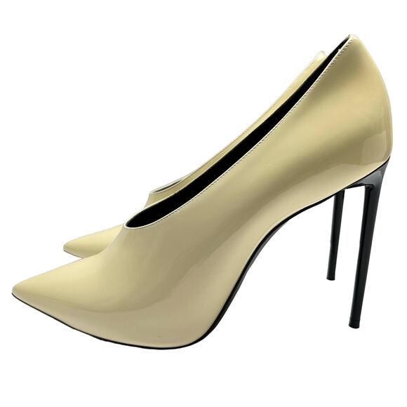 SAINT LAURENT Teddy High Vamp Patent Leather Pumps size EU 39.5 US 9.5 Coquille - Picture 3 of 14